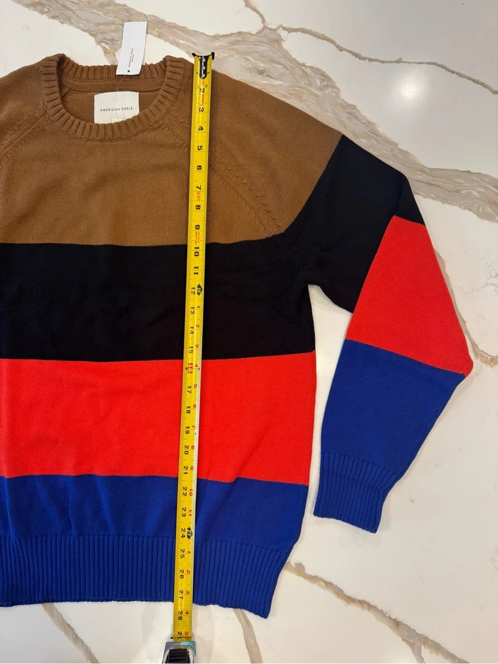 American Eagle NWT Men’s Large Colorblock Crewneck Sweater 100% Cotton Striped